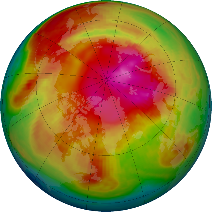 Arctic ozone map for 20 February 1987